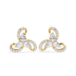 Petalo Pear Climbers, pear-cut diamond climber earrings by Lucano, front view