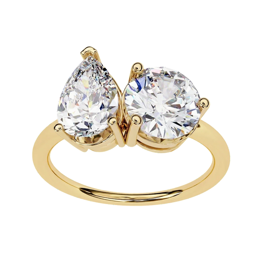Toi et Moi Pear & Round Ring - toi et moi engagement ring, handcrafted in Byron Bay, Australia by Lucano