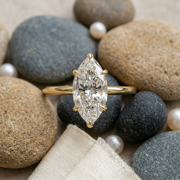 Ember Marquise Diamond Ring - marquise diamond engagement ring on hand - Lucano Byron Bay