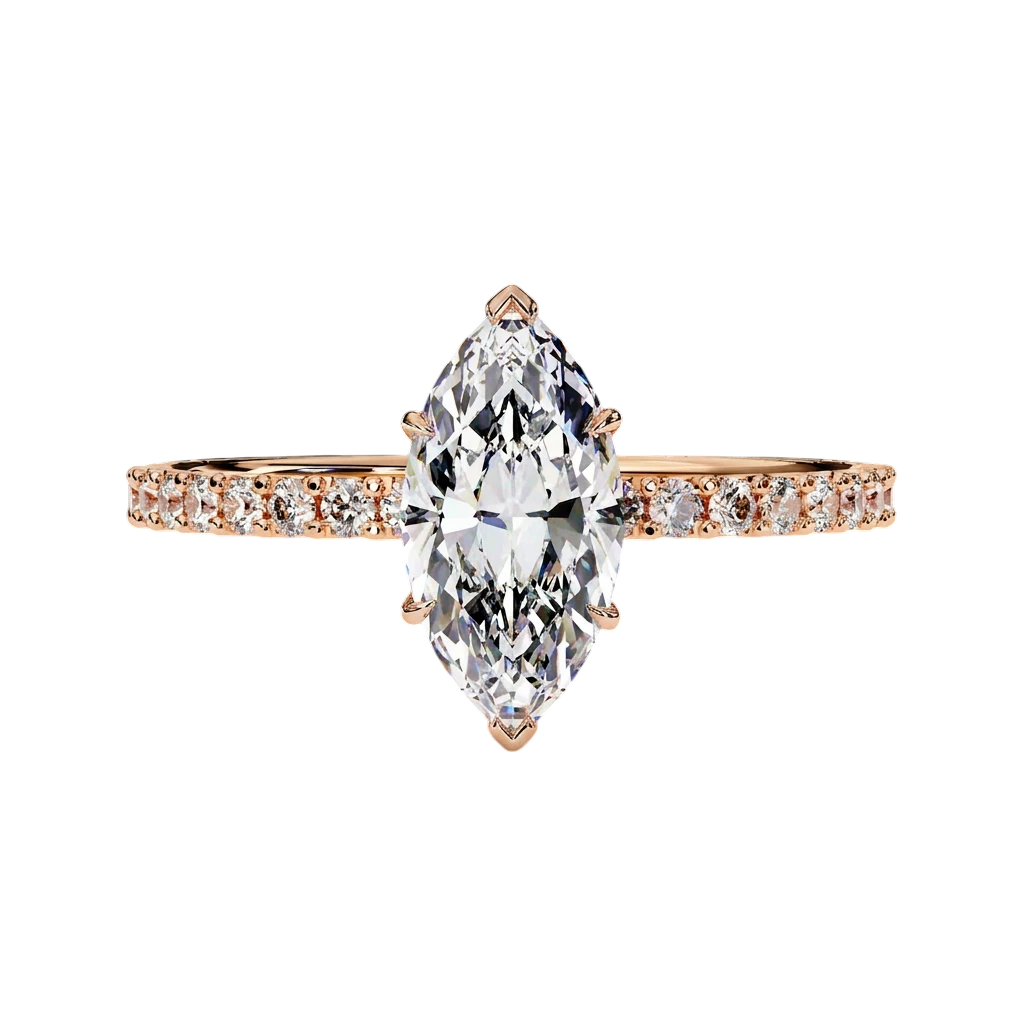 Mira Marquise - lab-grown diamond engagement ring - detail - hand-made in Byron Bay Hinterland by Lucano Fine Jewellery