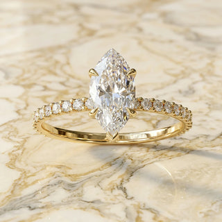 Mira Marquise - lab-grown diamond engagement ring - side view - hand-made in Byron Bay Hinterland by Lucano Fine Jewellery