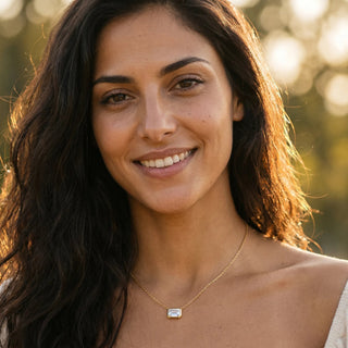 Imperia Emerald Pendant - emerald-cut diamond pendant - front view - hand-made in Byron Bay Hinterland, Australia by Lucano Fine Jewellery