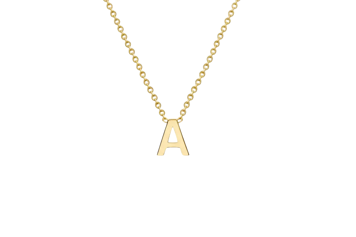 Letterina Necklace - 9ct gold initial necklace, Italian-made chain - side profile - Lucano