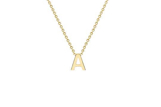 Letterina Necklace - 9ct gold initial necklace, Italian-made chain - side profile - Lucano
