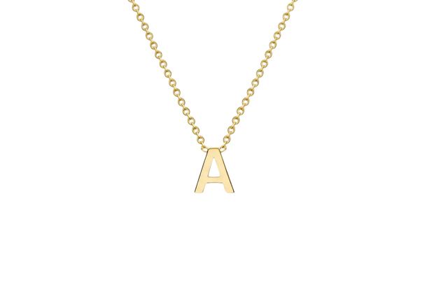 Letterina Necklace - 9ct gold initial necklace, Italian-made chain - side profile - Lucano
