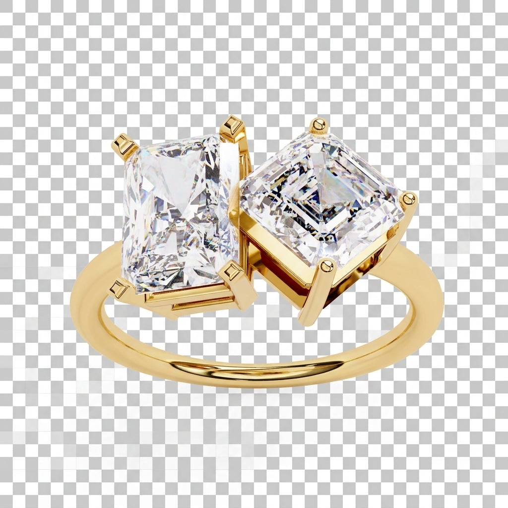 Toi et Moi Radiant & Emerald Ring - toi et moi engagement ring, handcrafted in Byron Bay, Australia by Lucano