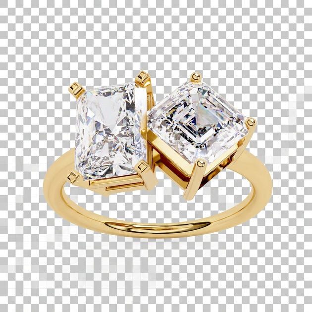 Toi et Moi Radiant & Emerald Ring - toi et moi engagement ring, handcrafted in Byron Bay, Australia by Lucano