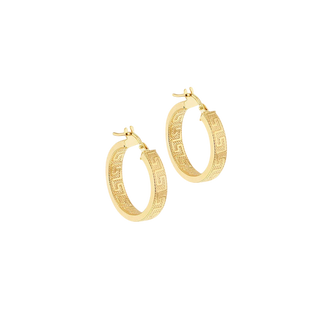 Greek Earrings, gold hoop earrings handcrafted by Lucano, Byron Bay, front view