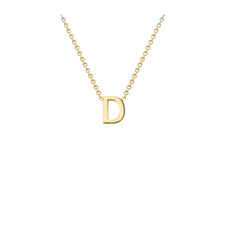 Letterina Necklace - 9ct gold initial necklace, Italian-made chain - on neck - Lucano