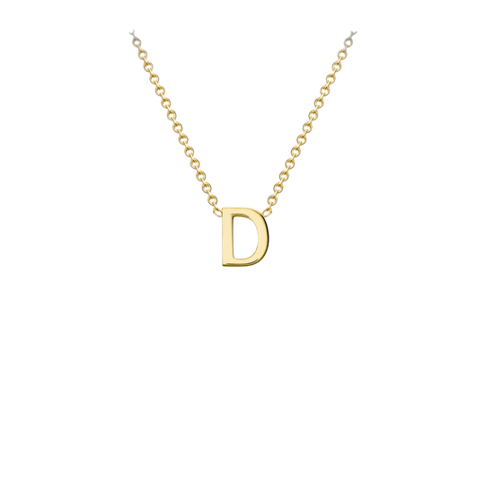 Letterina Necklace - 9ct gold initial necklace, Italian-made chain - on neck - Lucano