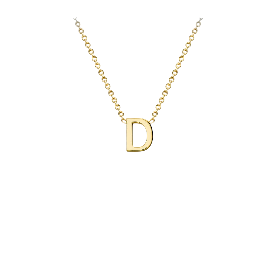 Letterina Necklace - 9ct gold initial necklace, Italian-made chain - on neck - Lucano