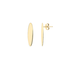 Longboard Earrings, gold drop earrings handcrafted by Lucano, Byron Bay, front view