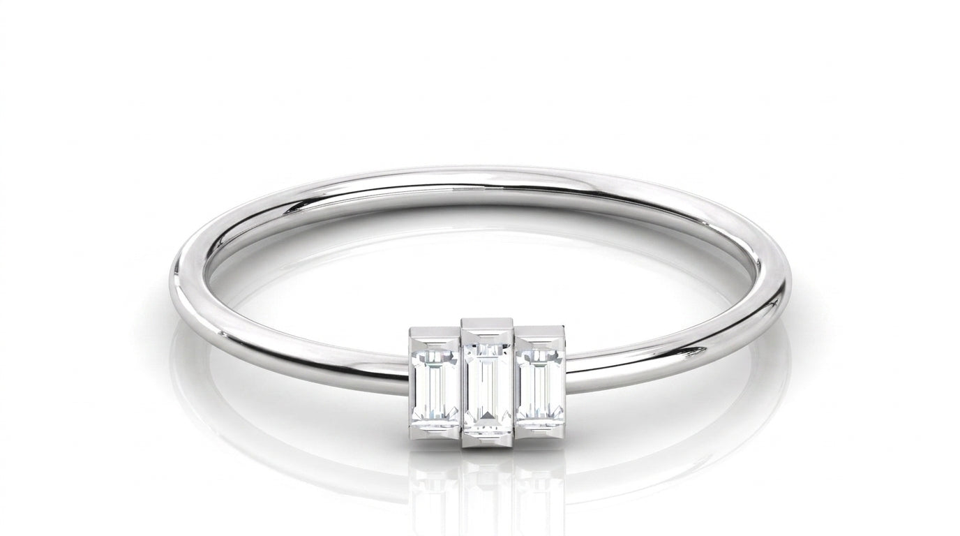 Tre Baguette Ring - baguette diamond ring - side profile - Lucano