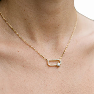 Catena Pave Link Necklace - cushion-cut diamond pendant - front view - hand-made in Byron Bay Hinterland, Australia by Lucano Fine Jewellery