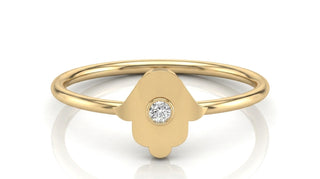 Amuleto Hamsa Ring - round brilliant diamond ring - front view - Lucano