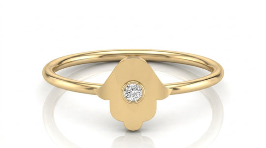 Amuleto Hamsa Ring - round brilliant diamond ring - front view - Lucano