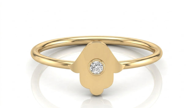 Amuleto Hamsa Ring - round brilliant diamond ring - front view - Lucano