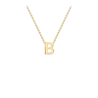 Letterina Necklace - 9ct gold initial necklace, Italian-made chain - angled view - Lucano