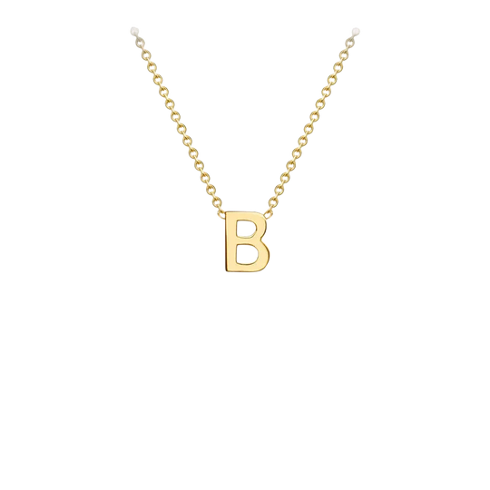 Letterina Necklace - 9ct gold initial necklace, Italian-made chain - angled view - Lucano
