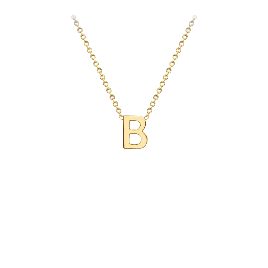 Letterina Necklace - 9ct gold initial necklace, Italian-made chain - angled view - Lucano