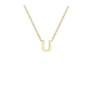 Letterina Necklace - 9ct gold initial necklace, Italian-made chain - letter E - Lucano