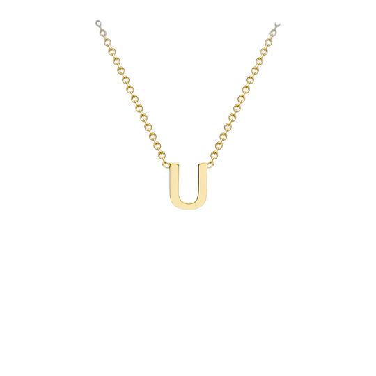 Letterina Necklace - 9ct gold initial necklace, Italian-made chain - letter E - Lucano