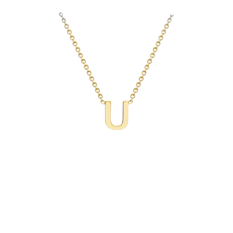 Letterina Necklace - 9ct gold initial necklace, Italian-made chain - letter E - Lucano