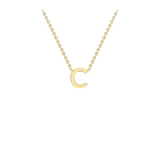 Letterina Necklace - 9ct gold initial necklace, Italian-made chain - detail close-up - Lucano
