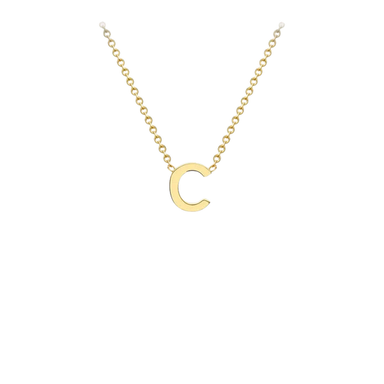 Letterina Necklace - 9ct gold initial necklace, Italian-made chain - detail close-up - Lucano