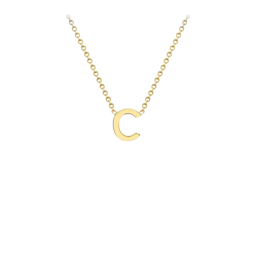 Letterina Necklace - 9ct gold initial necklace, Italian-made chain - detail close-up - Lucano