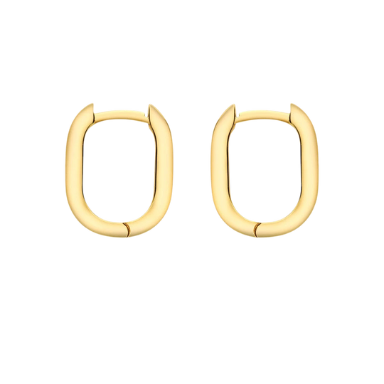 Huggie Earrings, gold huggie hoop earrings handcrafted by Lucano, Byron Bay, front view