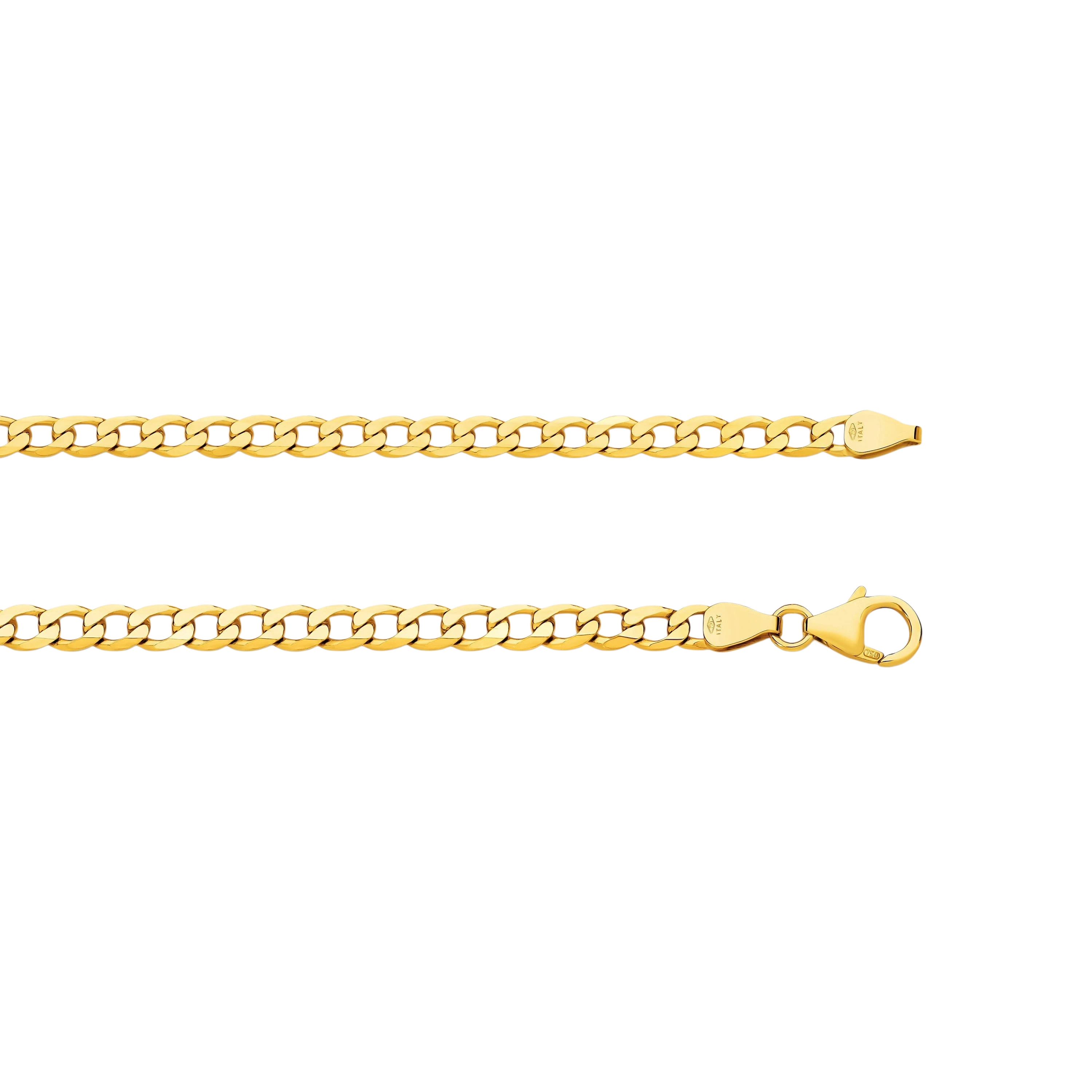 Grumetta Chain - Italian curb-link gold chain - side profile - Lucano