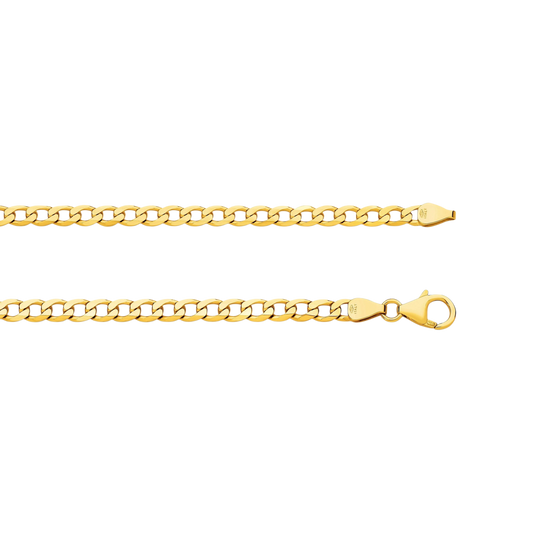 Grumetta Chain - Italian curb-link gold chain - side profile - Lucano