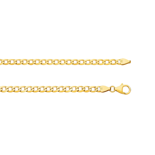 Grumetta Chain - Italian curb-link gold chain - side profile - Lucano