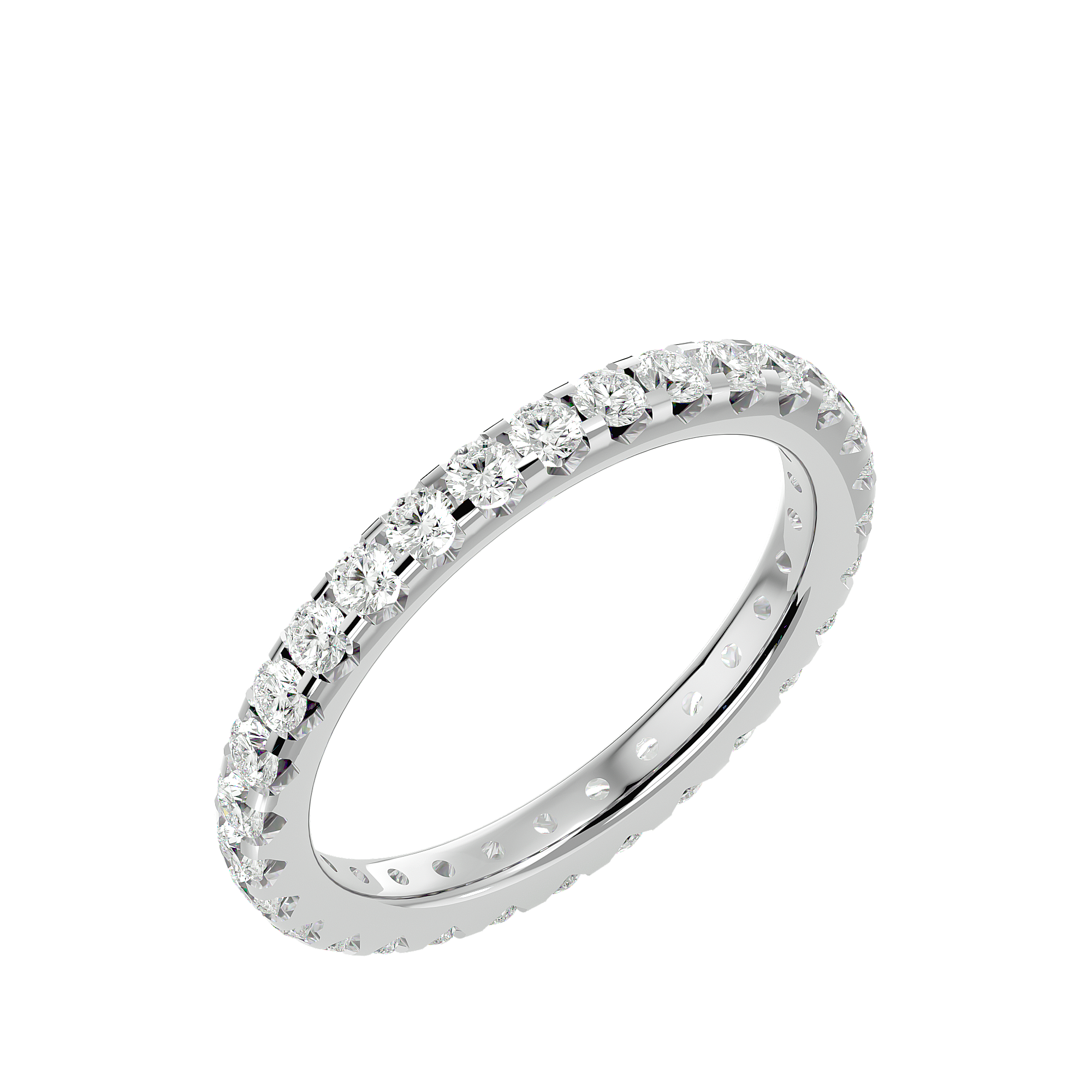 Theia Round Eternity Ring - slim diamond eternity ring - angled view - Lucano
