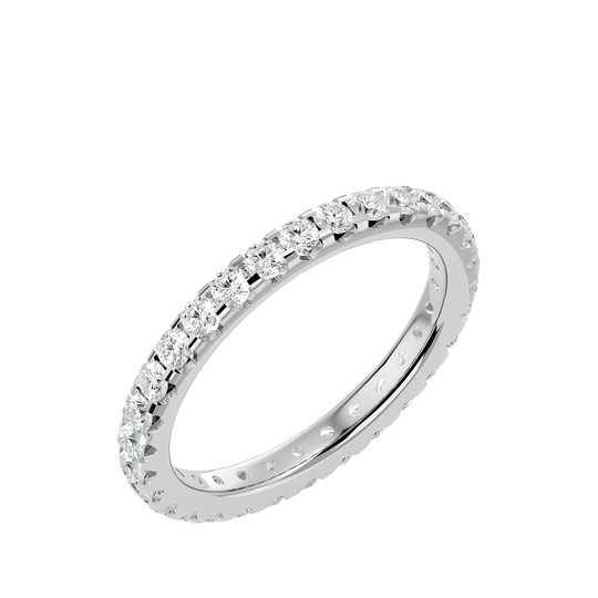 Theia Round Eternity Ring - slim diamond eternity ring - angled view - Lucano