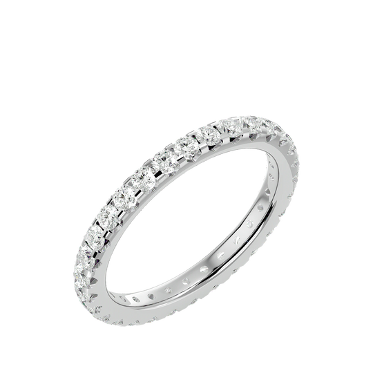 Theia Round Eternity Ring - slim diamond eternity ring - angled view - Lucano