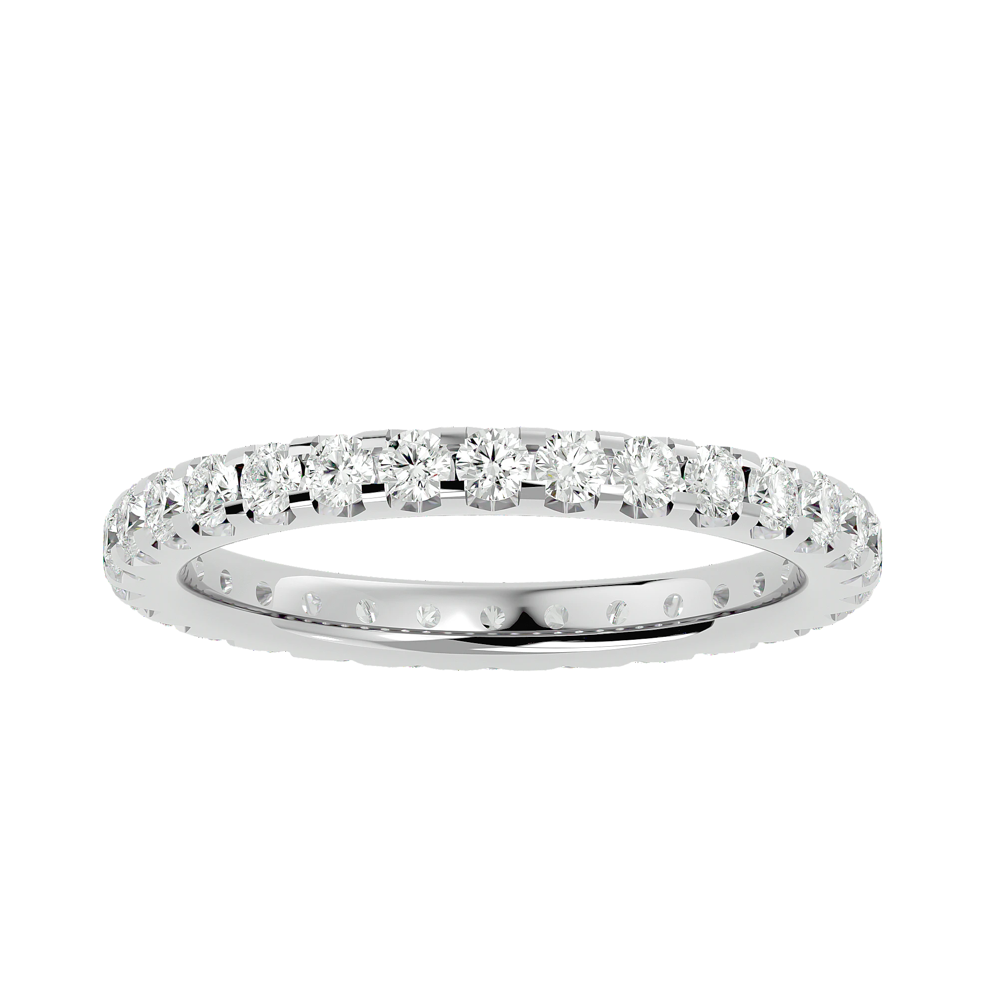 Theia Round Eternity Ring - slim diamond eternity ring - three-quarter view - Lucano