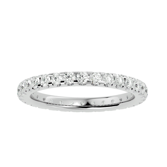 Theia Round Eternity Ring - slim diamond eternity ring - three-quarter view - Lucano