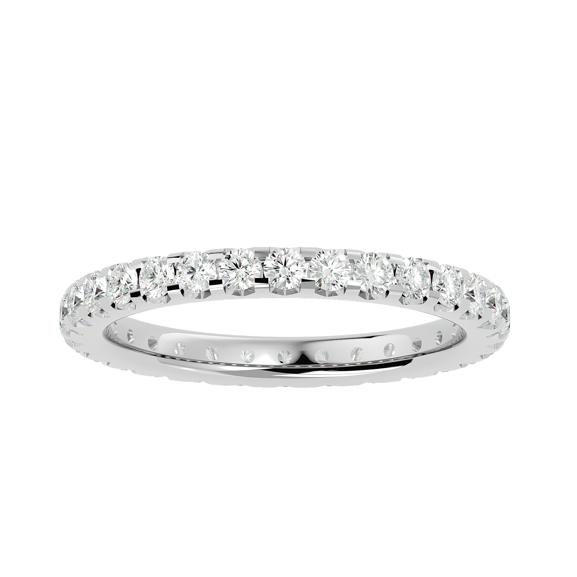 Theia Round Eternity Ring - slim diamond eternity ring - three-quarter view - Lucano