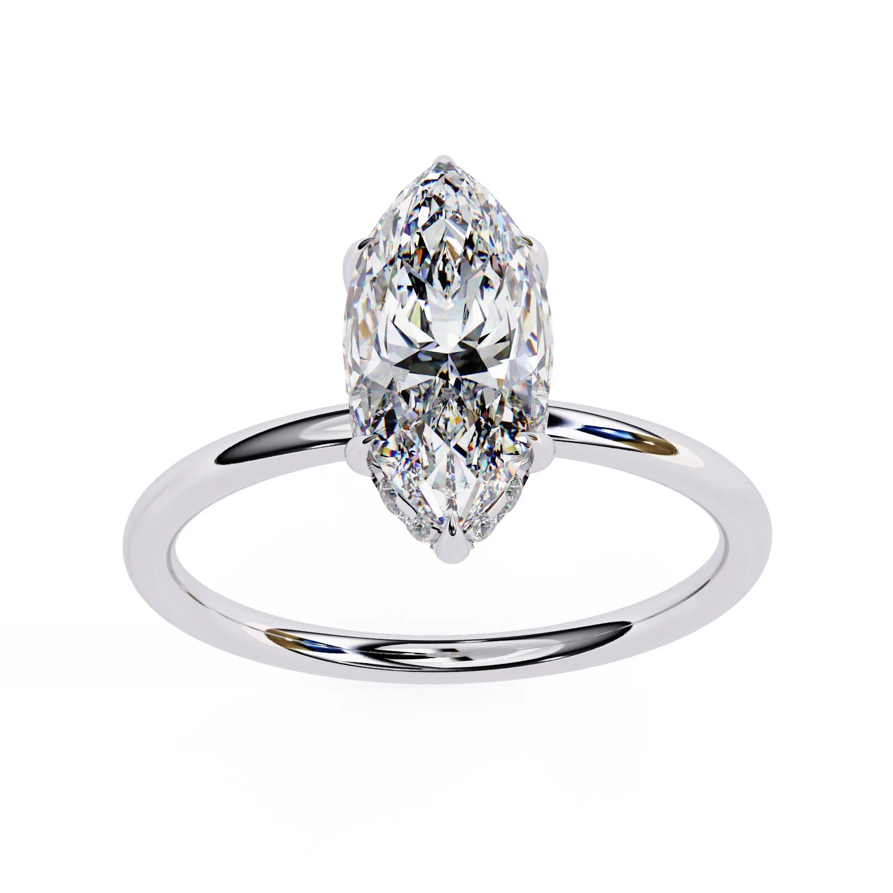 Ember Marquise Diamond Ring - marquise-cut diamond engagement ring detail view - Lucano
