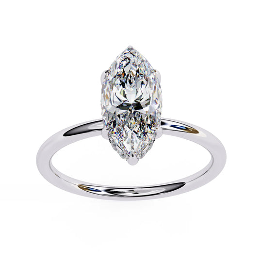 Ember Marquise Diamond Ring - marquise-cut diamond engagement ring detail view - Lucano