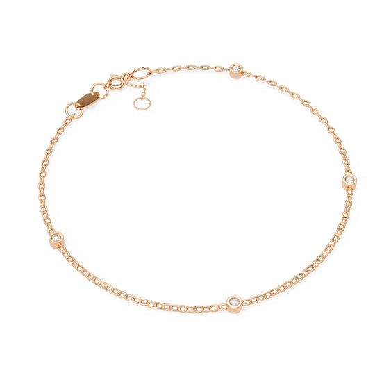 Stella Trio Station Bracelet - round brilliant diamond bracelet - angled view - hand-made in Byron Bay Hinterland, Australia by Lucano Fine Jewellery