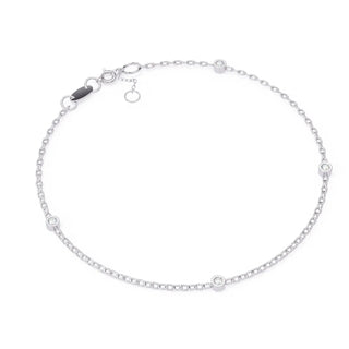 Stella Trio Station Bracelet - round brilliant diamond bracelet - three-quarter view - hand-made in Byron Bay Hinterland, Australia by Lucano Fine Jewellery