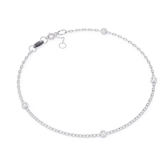 Stella Trio Station Bracelet - round brilliant diamond bracelet - three-quarter view - hand-made in Byron Bay Hinterland, Australia by Lucano Fine Jewellery