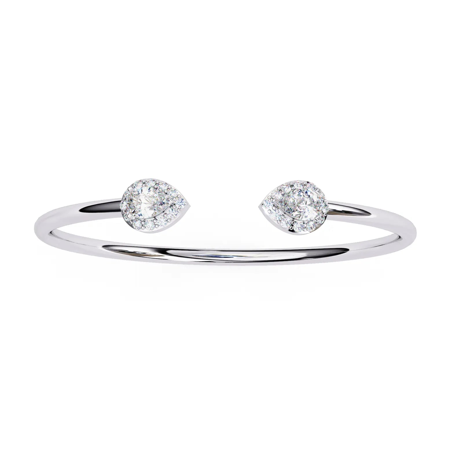 Lacrime Open Cuff Bracelet - pear-cut diamond bracelet - in 18ct white gold - hand-made in Byron Bay Hinterland, Australia by Lucano Fine Jewellery