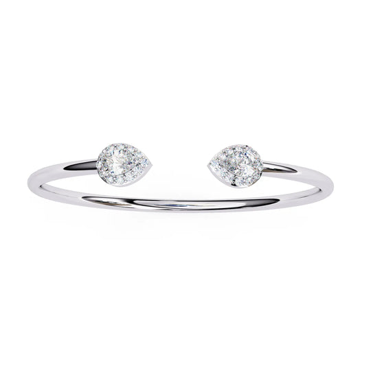 Lacrime Open Cuff Bracelet - pear-cut diamond bracelet - in 18ct white gold - hand-made in Byron Bay Hinterland, Australia by Lucano Fine Jewellery