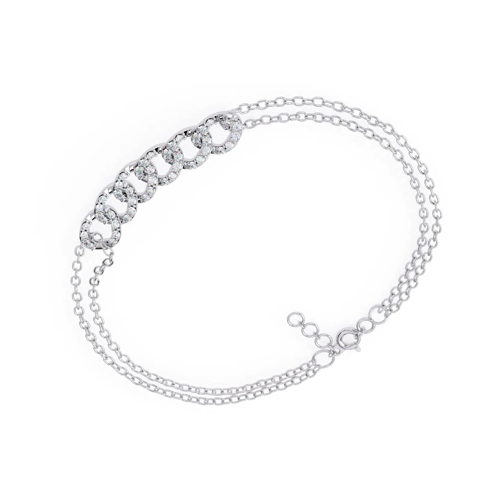 Catena Cuban Pavé Bracelet - round brilliant diamond bracelet - angled view - hand-made in Byron Bay Hinterland, Australia by Lucano Fine Jewellery