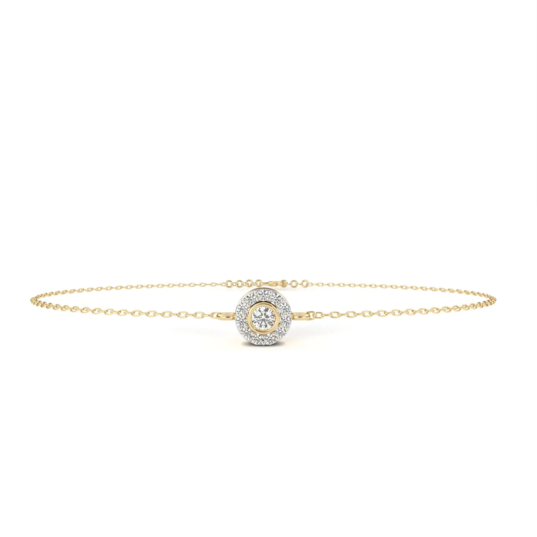 Helios Halo Bracelet - round brilliant diamond bracelet - front view - hand-made in Byron Bay Hinterland, Australia by Lucano Fine Jewellery