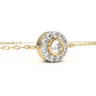 Helios Halo Bracelet - round brilliant diamond bracelet - angled view - hand-made in Byron Bay Hinterland, Australia by Lucano Fine Jewellery